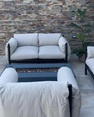 Set di divani da giardino 4 posti ESPERIA Metallo Grigio_1025992