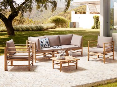 5 Seater Bamboo Garden Sofa Set Taupe CERRETO