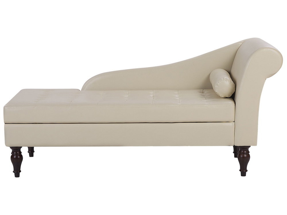 Faux Leather Chaise Lounge with Storage Light Beige PESSAC II Beliani.pl