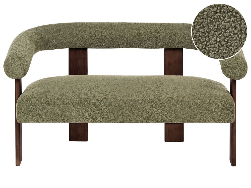 Sofa dla 2 osób ILBRO Boucle Zielony/ ciemny brąz