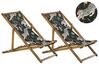 Lot de 2 chiliennes en bois clair et tissu motif animal ANZIO_819511