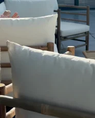 Garden Lounge Set with Table 5 Seater CERRETO Bamboo Off-White_994189