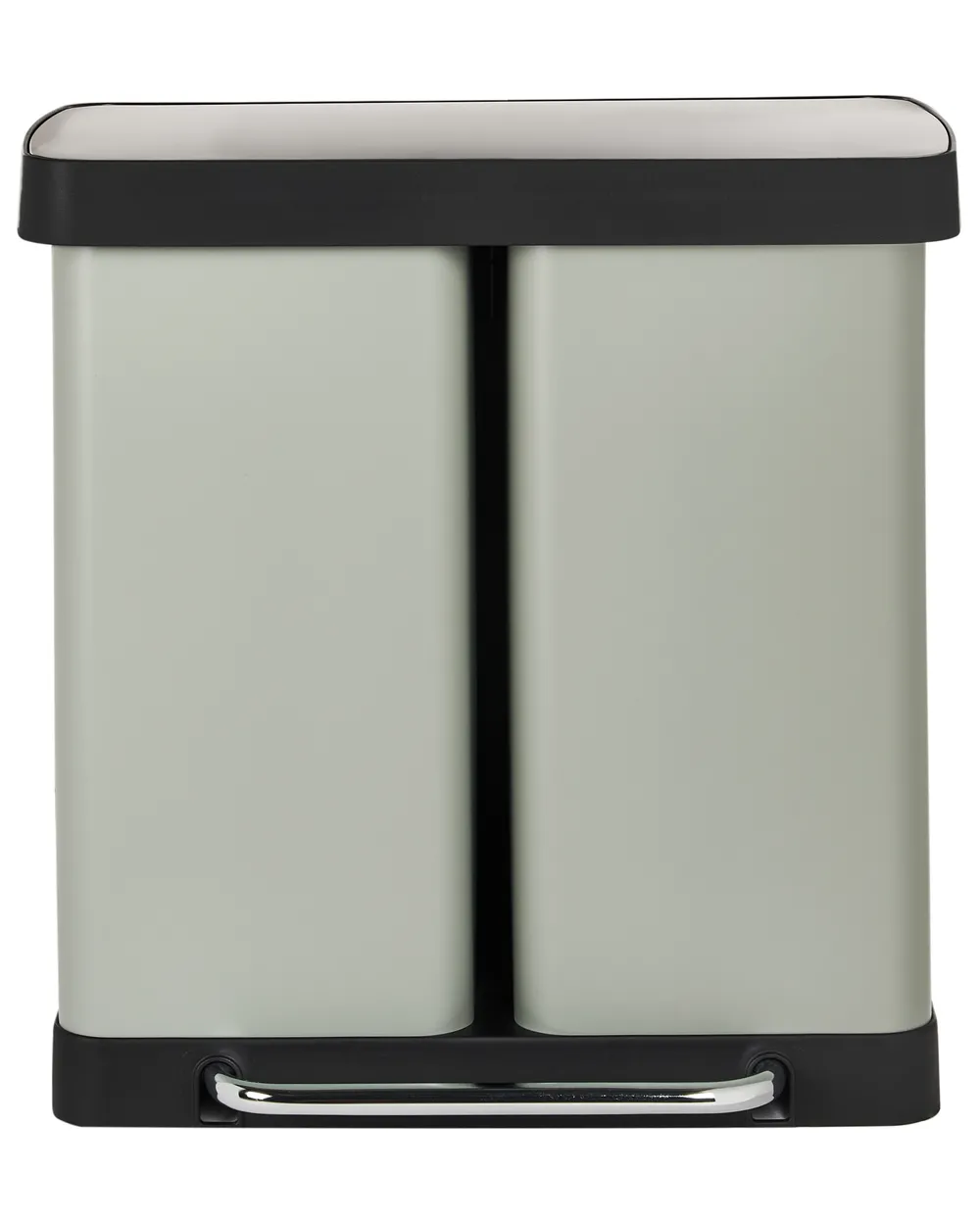 Poubelle à Pédale Double 60L Cuisine - 2 Compartiments Blanc - Acier Inox - Marque Crystals