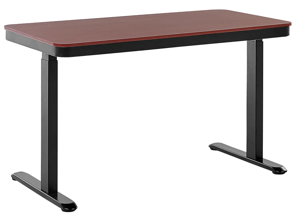 Biurko regulowane elektrycznie KENLY 120 cm 60 cm Z portem USB Ciemnobrązowy_840244