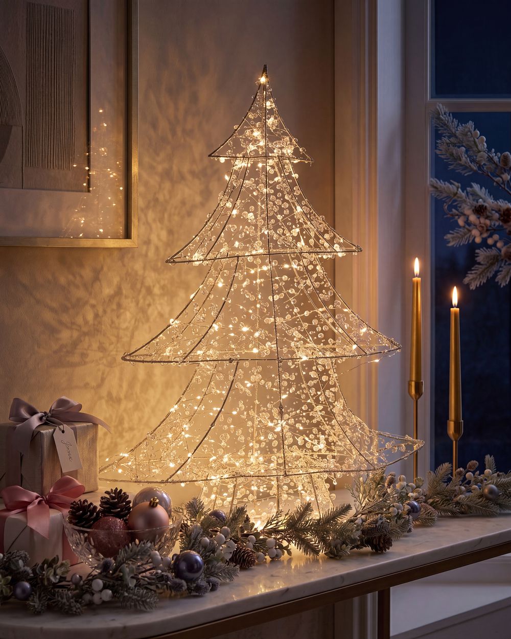 Outdoor Decoration LED BLONDUOS 60 cm Christmas Tree Silver