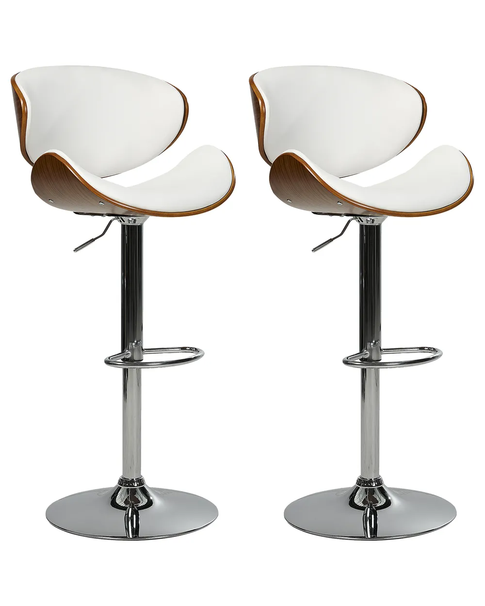Set of Bar Chairs ROTTERDAM Faux Leather Swivel White
