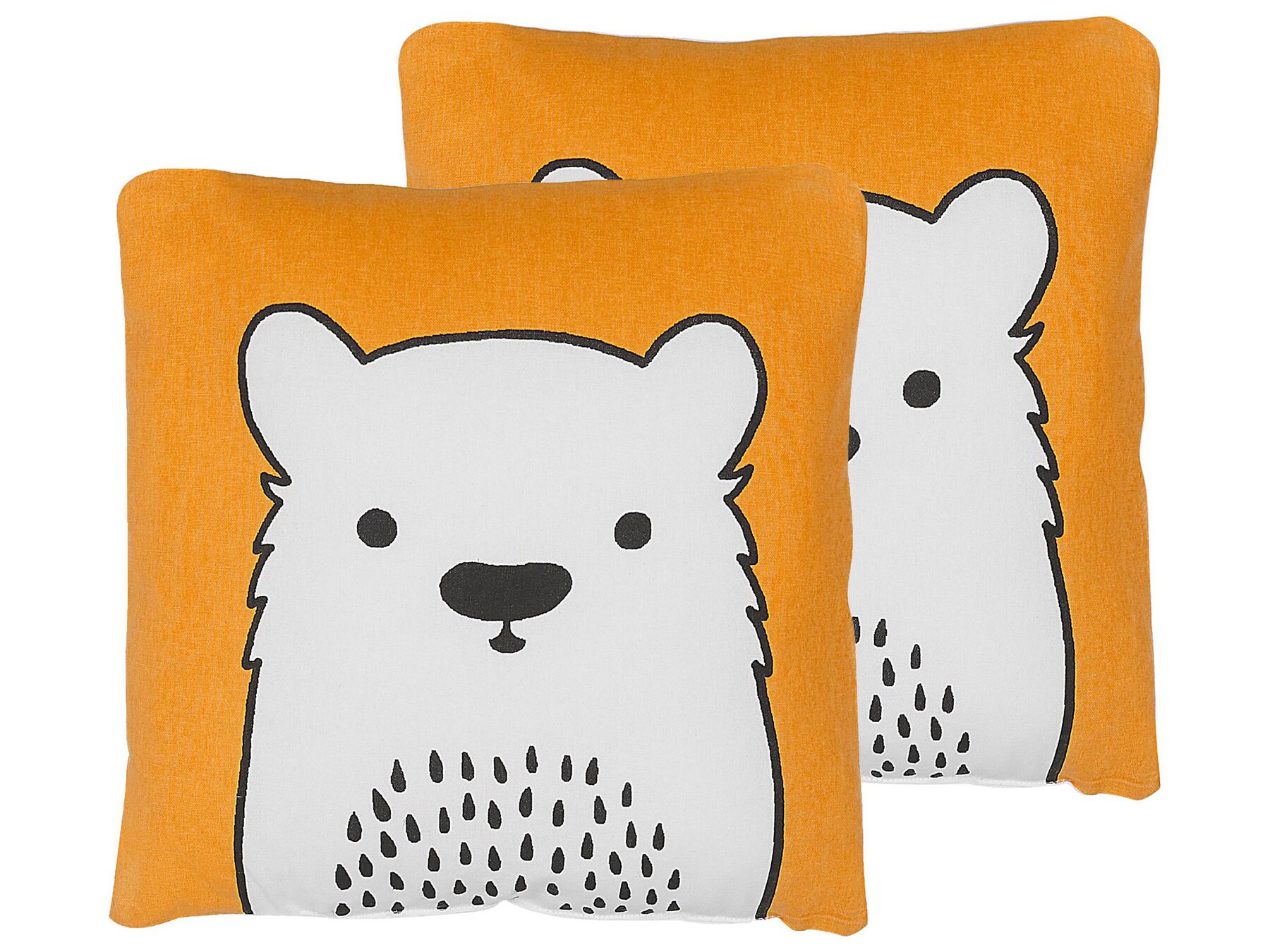 Lot de 2 coussins avec motif ours 45 x 45 cm orange et blanc WARANASI_801117