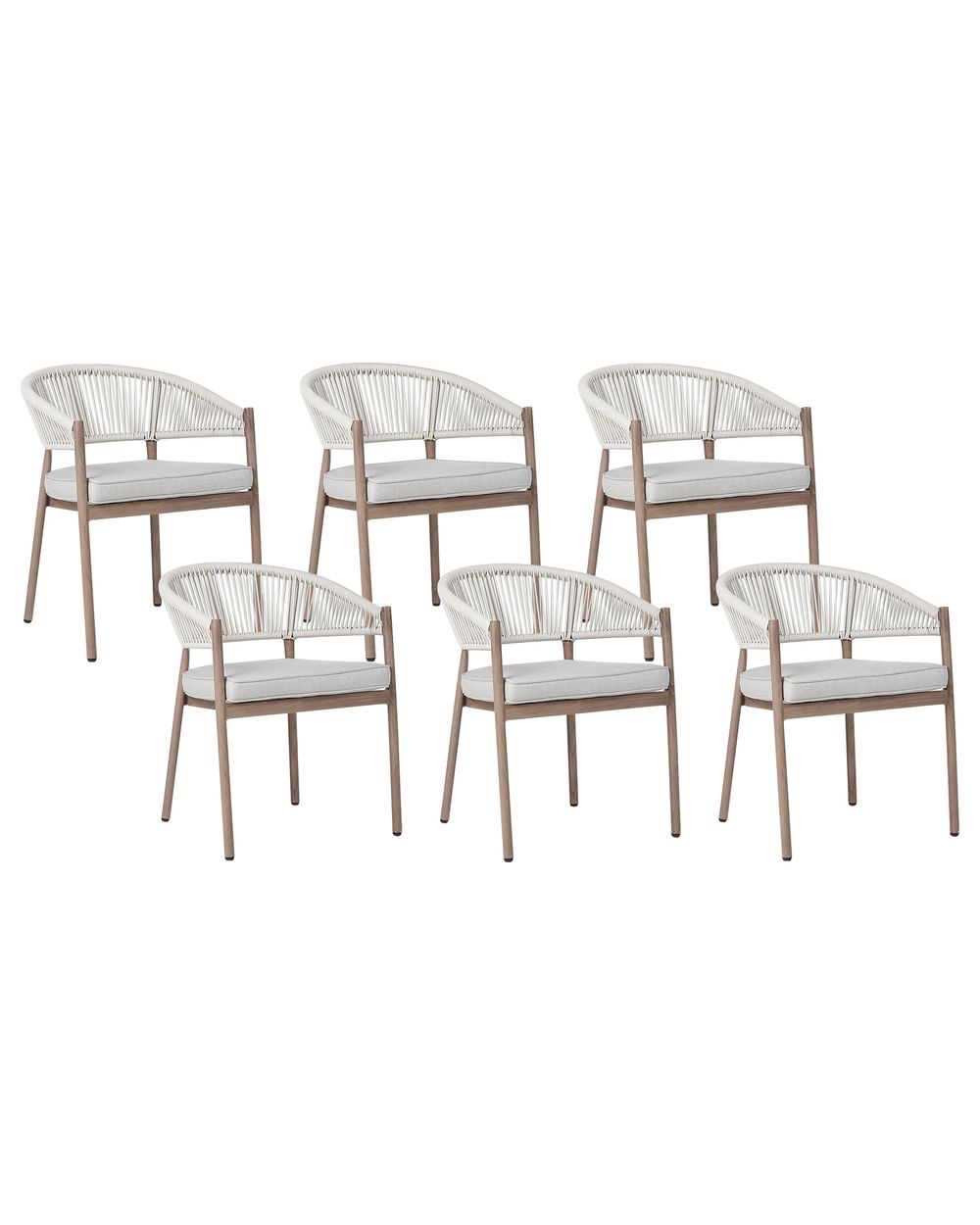 Conjunto de 6 sillas de jardín con cojines FLAVIA Metal Marrón
