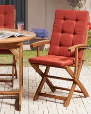 Set of 2 Garden Chairs with Cushions MAUI PREMIUM Acacia Wood Red_990924
