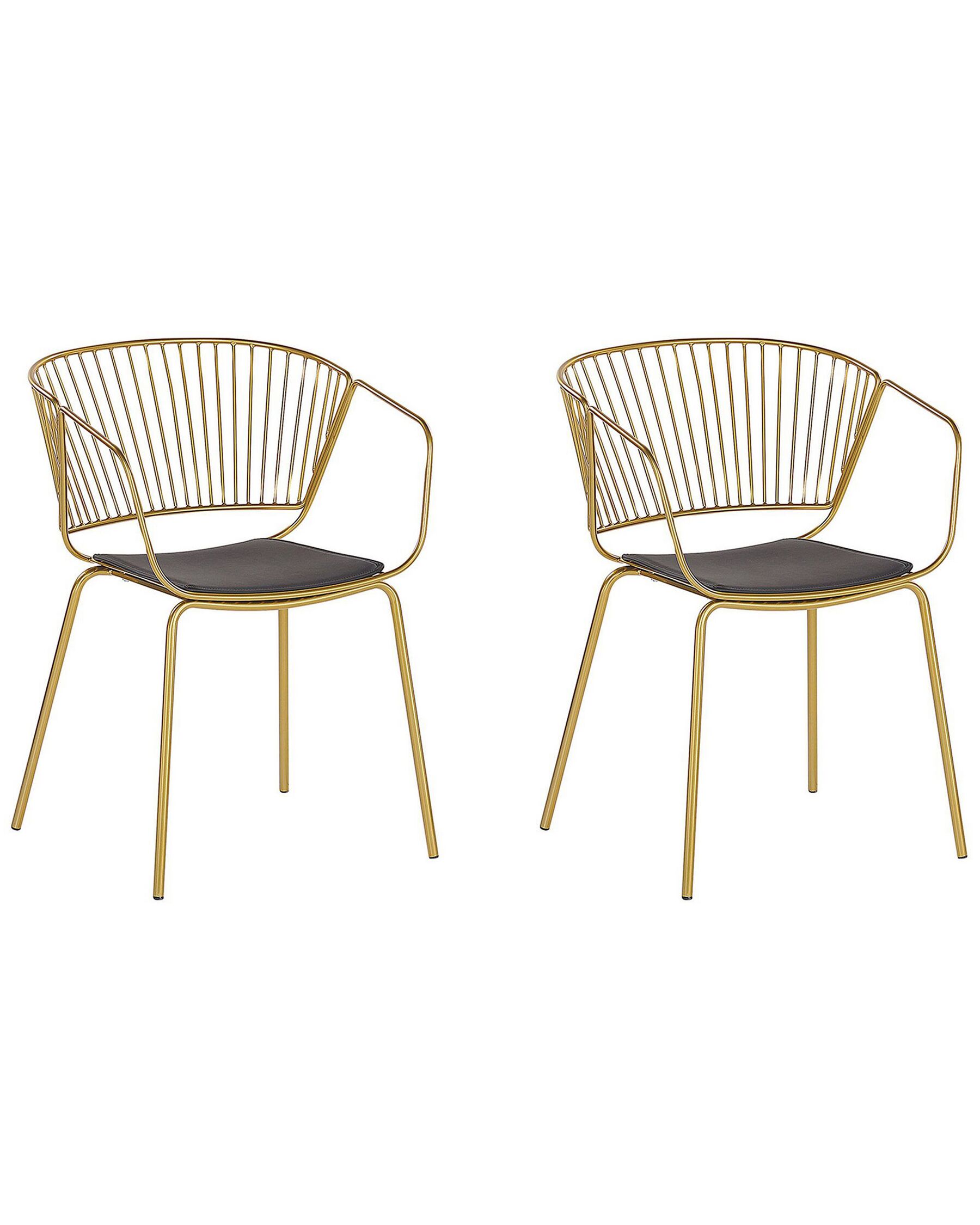 Set of 2 Metal Dining Chairs Gold RIGBY_775523