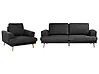 Living Room Set 4 Seater KILDAL Fabric Black