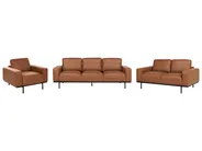 Living Room Set 6 Seater SOVIK Faux Leather Brown_1041217