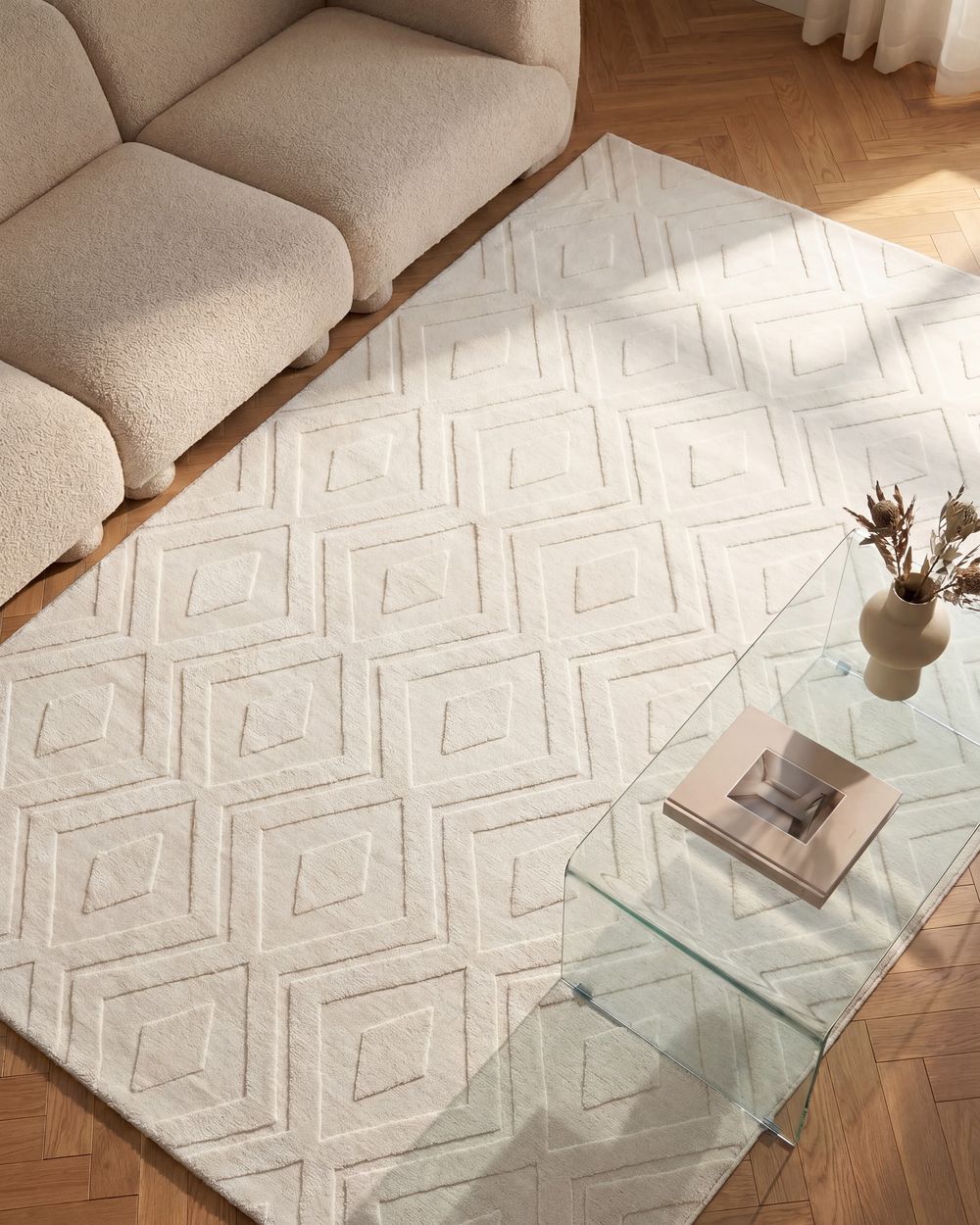 Tapete KEVIREL Branco creme 160 x 230 cm
