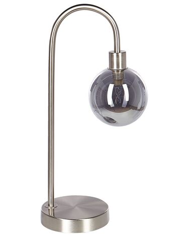 Tischlampe Metall / Rauchglas silber 41 cm Kugelform RAMIS