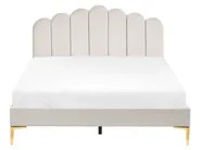 Bett mit Lattenrost Samtstoff SAUVIAN 160 x 200 cm Cremeweiss_1014473