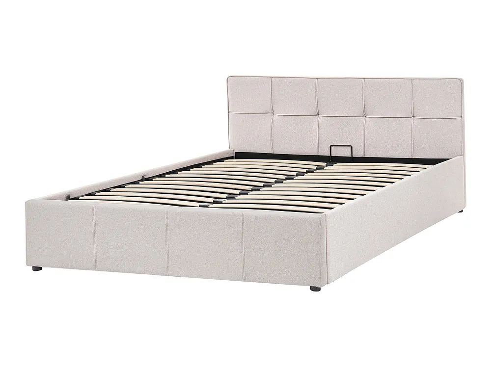Sommier com arrumação LAURESSES Tecido Creme claro 120 x 200 cm_1150422