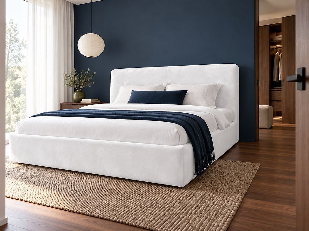 Capa de estrutura de cama Veludo FITOU 160 x 200 cm Branco