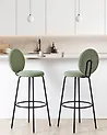 Set of 2 Bar Chairs EMERY Boucle Light Green