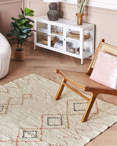 Cotton Area Rug 140 x 200 cm Beige GUWAHATI