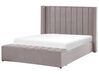 Zamatová posteľ s úložným priestorom 140 x 200 cm sivá NOYERS_920480