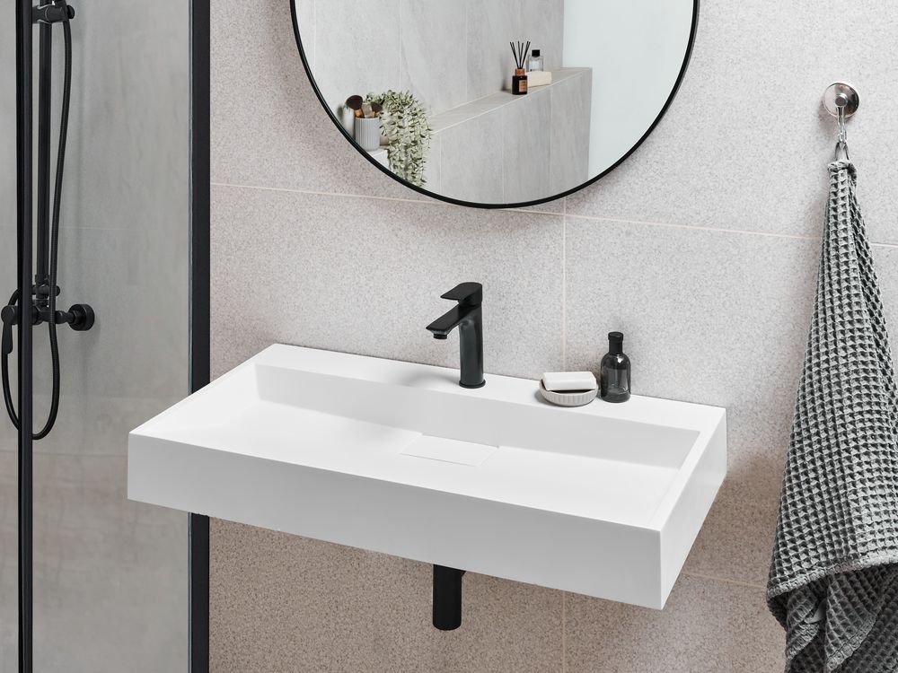 Vasque suspendue QUENKO 90 x 46 cm Moulage minéral Blanc