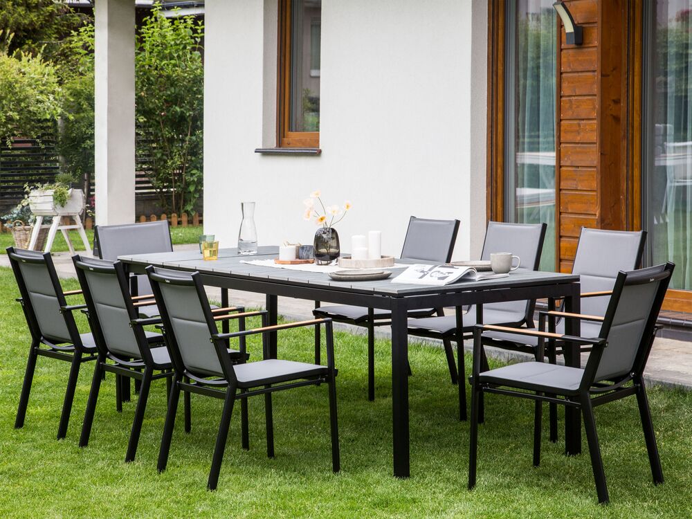 Grey aluminium outdoor table on sale