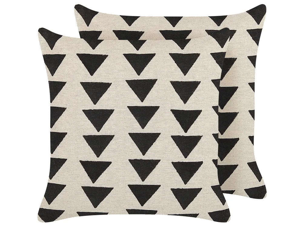 Zestaw 2 poduszek dekoracyjnych CERCIS 45 x 45 cm Bawełna Beżowy Wzór geometryczny