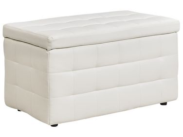 Faux Leather Storage Ottoman White MICHIGAN