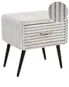 1 Drawer Bedside Table FLAYAT Corduroy Light Grey
