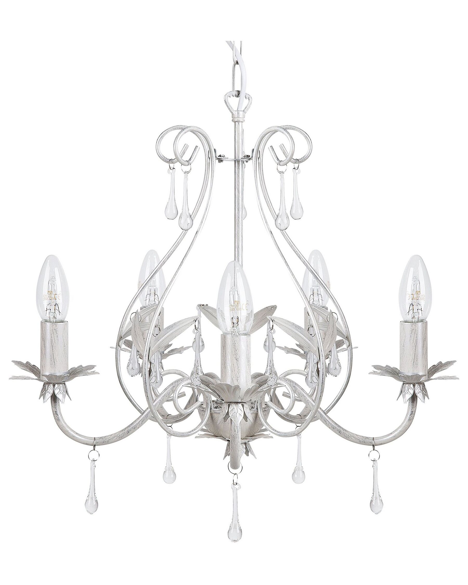 5 Light Crystal Chandelier Silver TALTSON_739452