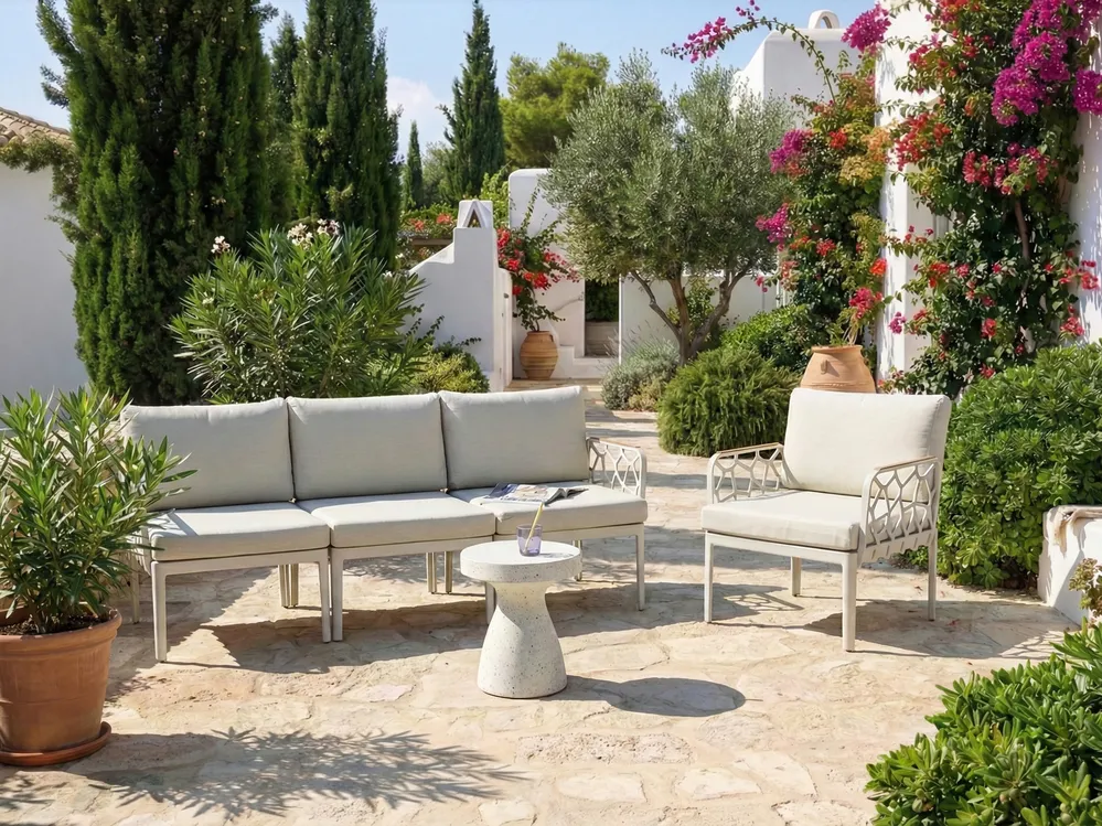 Garden Sofa Set 4 Seater ERICHE Light Beige_977994