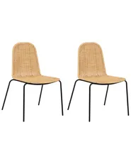 Set of 2 Dining Chairs ROXTON Rattan Natural_1072178