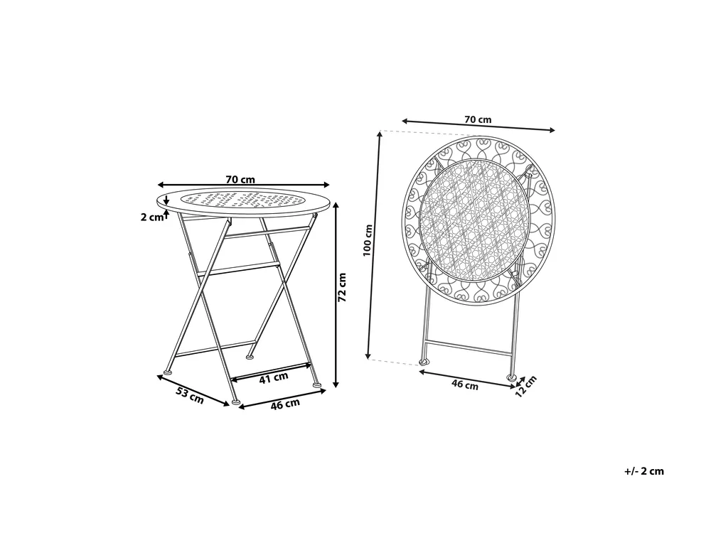 Stolik bistro TRIESTE 70 cm 70 cm Metal Jasnobeżowy_774653