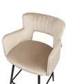 Zestaw 2 krzeseł barowych welurowy beżowoszary SANILAC_912730