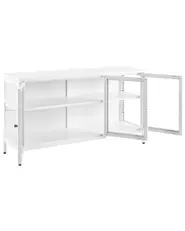 Szafka ze szklanymi drzwiami NEWPORT 115 cm Metal Biały_830342