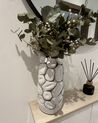 Vaso decorativo gres porcellanato bianco e argento 28 cm CENABUM_921462