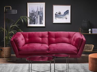 3 Seater Velvet Sofa Burgundy LENVIK