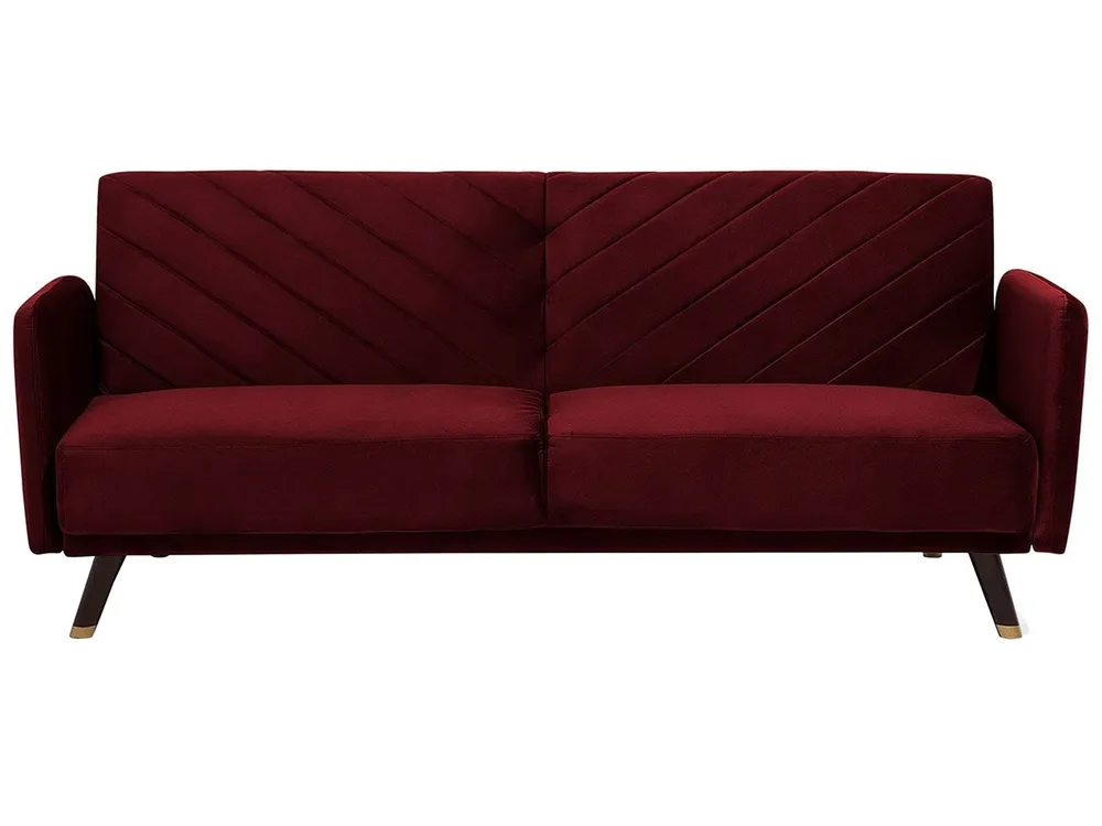 Sofa rozkładana dla 3 osób SENJA Welur Bordowy