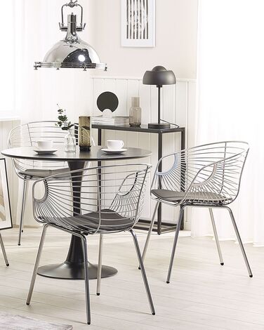 Set of 2 Metal Dining Chairs Silver HOBACK