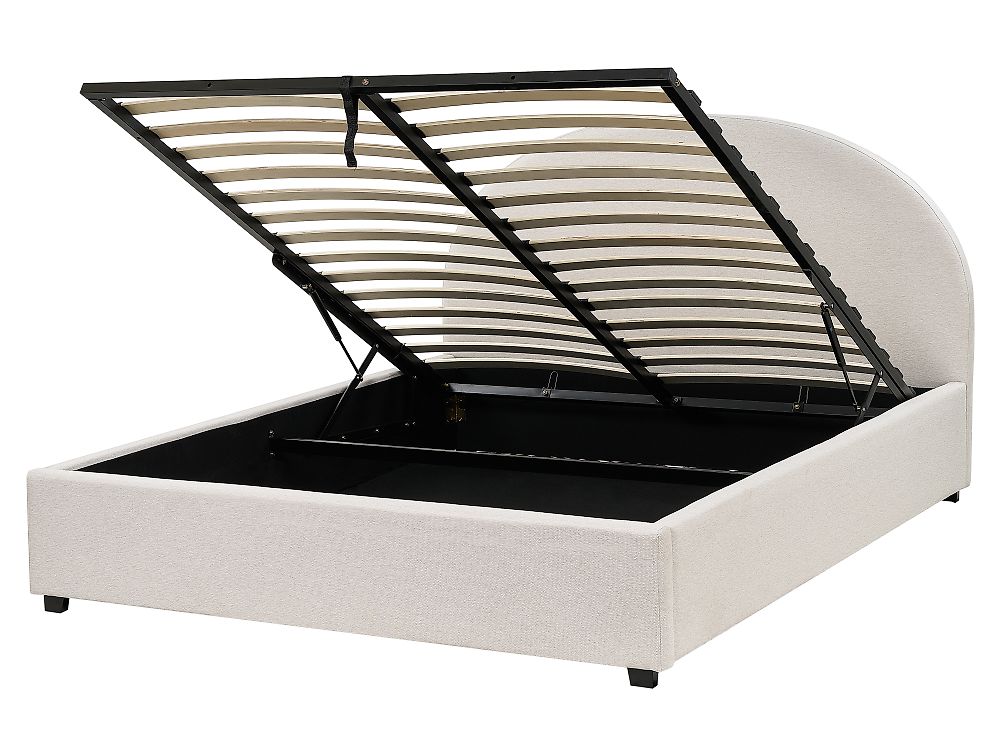 Ottoman Bed VAUCLUSE Fabric Light Beige 160 x 200 cm (EU King Size)