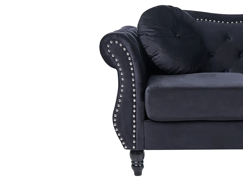 Sofa dla 3 osób SKIEN Welur Czarny_1170589