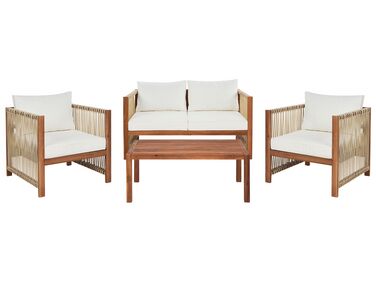 4 Seater Accacia Wood Garden Sofa Set with Rope Beige ANTRIA