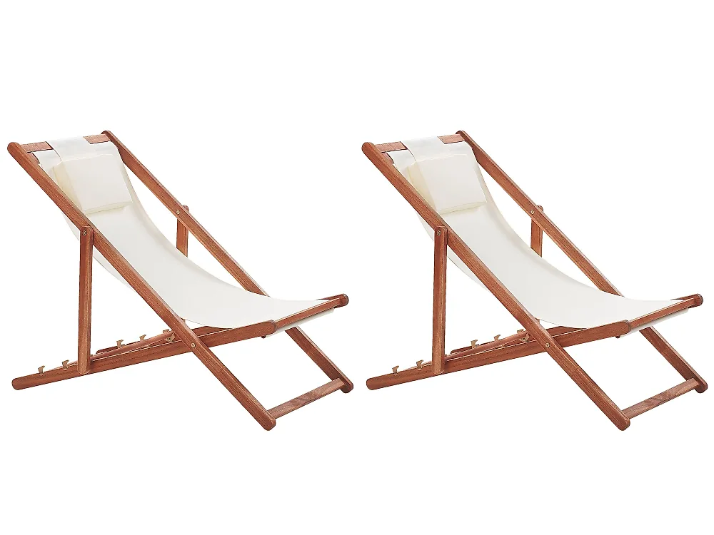 Set mit 2 klappbaren Liegestühlen AVELLINO Akazienholz Dunkelbraun_1177635