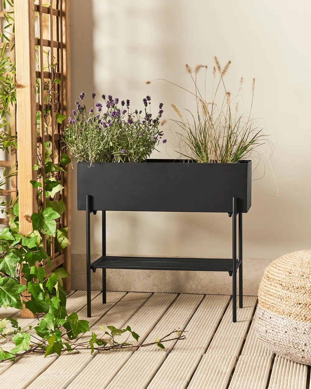 Kvetináč na nožičkách VINCA Kov 70 cm Čierna