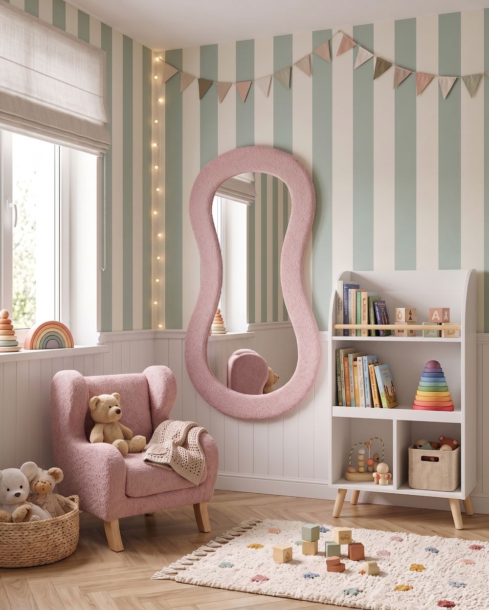 Oglindă de perete PLANCHEZ 70 cm 112 cm Boucle Roz
