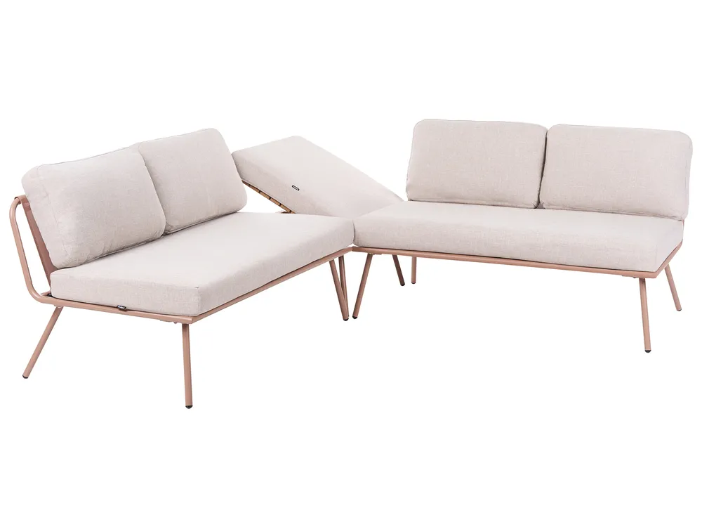 Garden Corner Sofa with Table 4 Seater CACCAMO Beige_1064173