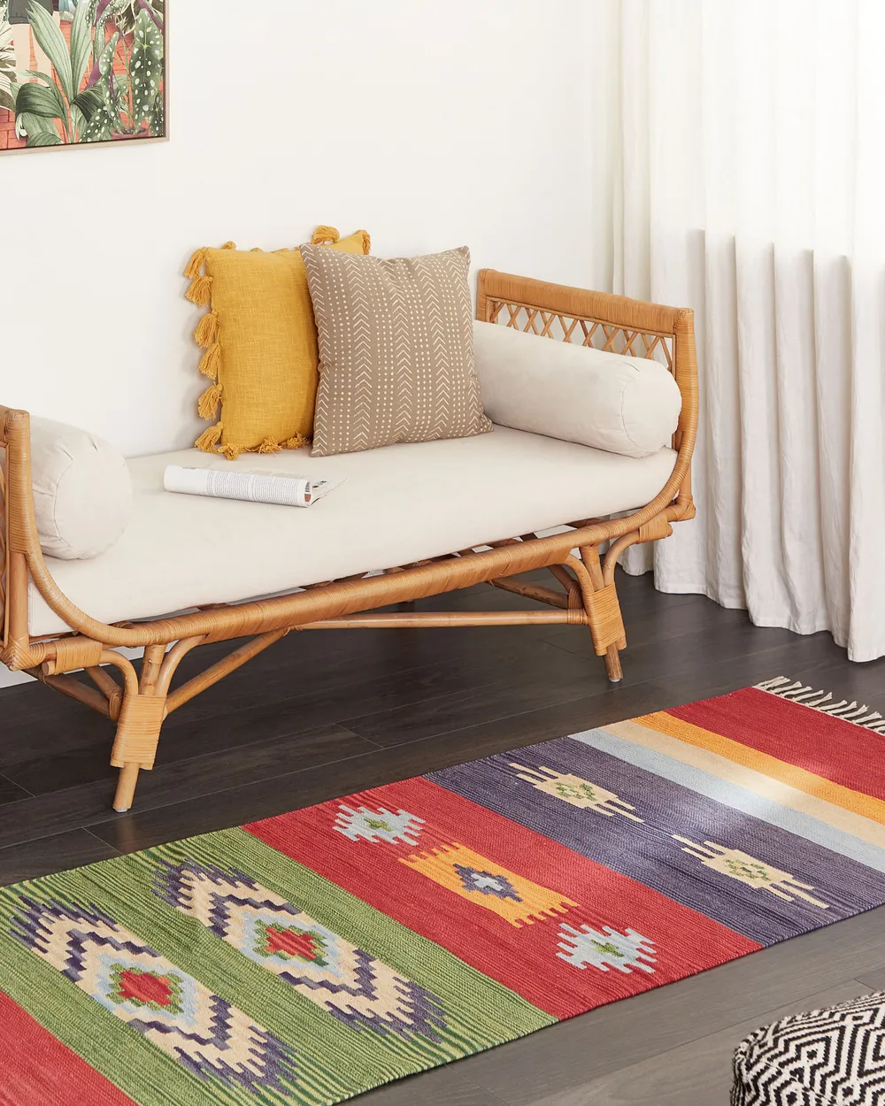 Dywan KAMARIS Kolorowy 80 x 300 cm Kilim Bawełna