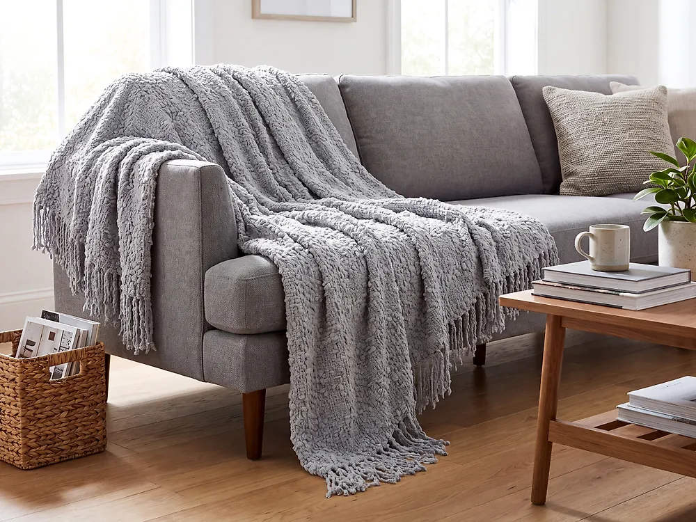 Blanket VELLA Cotton 220 x 240 cm Grey_1183941