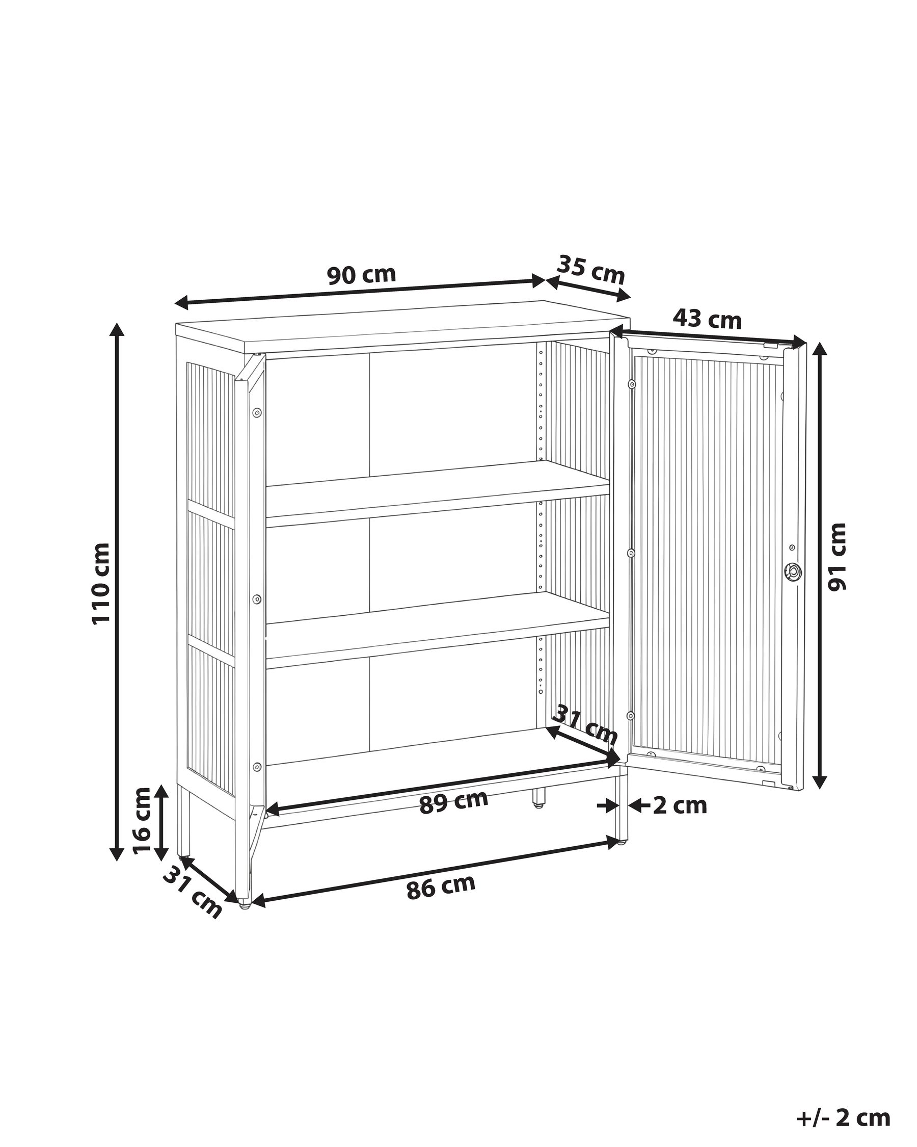 Glass Display Cabinet HARLYN  90 cm Metal Beige_1158609