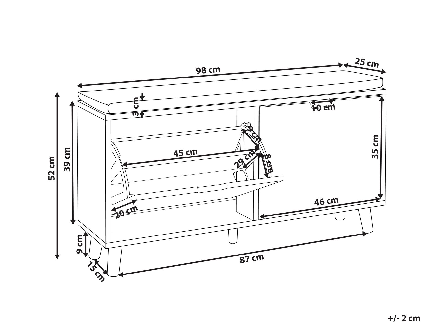 2 Compartment Shoe Storage Cabinet White MINERAL_942875 2 Compartment Shoe Storage Cabinet White MINERAL_942875